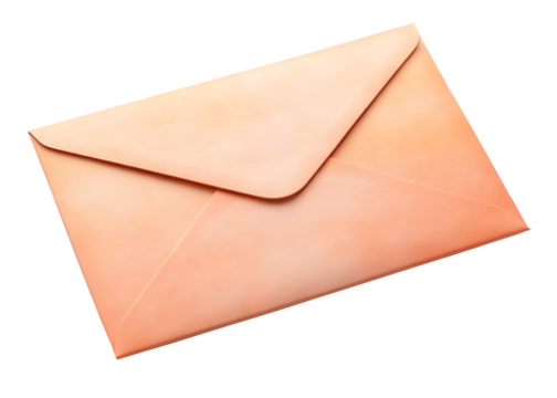 Peach Colored Envelope Angled on Transparent Background mail letter isolated on a transparent background