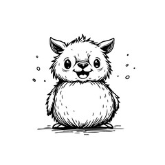 Whimsical sketched fluffy creature illustration showcasing playful innocence and warmth inviting