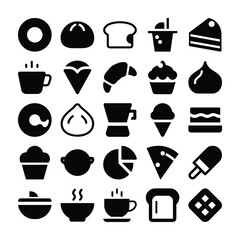 Bakery and Cafe Food Icon Set, Vector Illustration