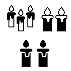 Candle vector icon with simple flame design, perfect for decoration, celebration, religious, and graphic illustration.