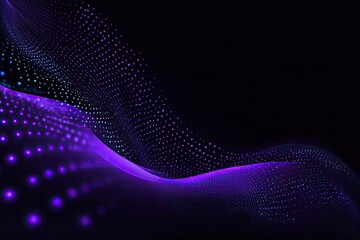 Abstract wavy, dotted digital form in purple and dark tones