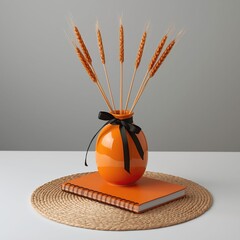 illustration of a basket with straw hat