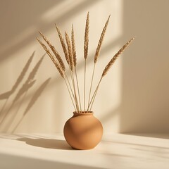 ears of wheat in a glass jar