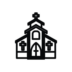 Simple Line Art Church Icon Design