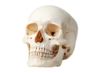 Human skull anatomy model isolated on black background, Isolated On White Background, Png Transparent