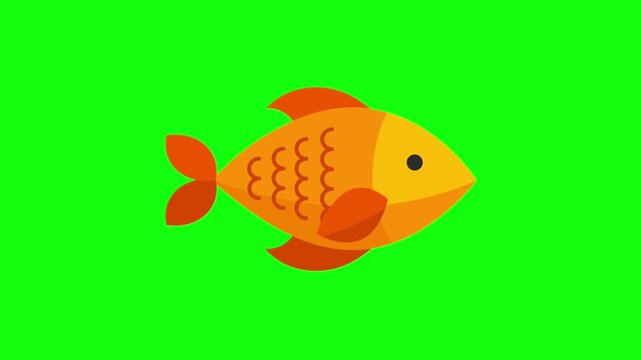 A fish on green screen chroma key background.