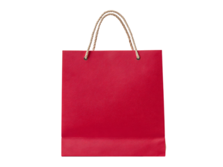 Red paper shopping bag with rope handles isolated on black background, Isolated On White Background, Png Transparent