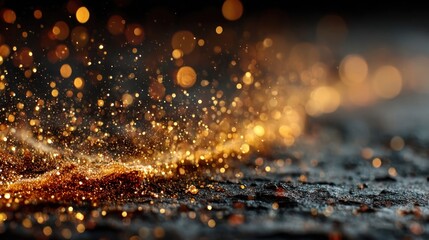 Naklejka premium Gold glittering particles and magic light sparks, glowing dust isolated on transparent background