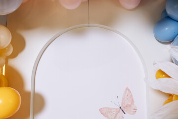 This colorful butterflythemed invitation with pastel balloons is perfect for creating unforgettable moments and memories at birthday parties and joyful gatherings filled with laughter and love