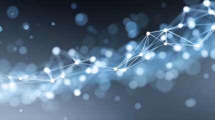 Futuristic digital network design showcasing interconnected lines and glowing blue nodes in a dark gradient setting