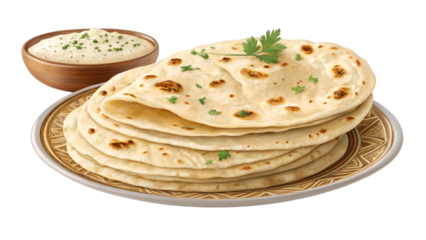 paratha and cottage cheese isolated on transparent background