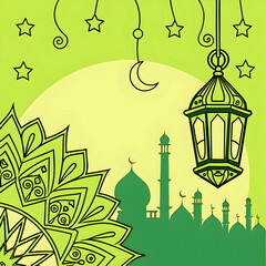 green milad un nabi background with a lantern