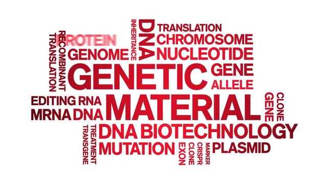 Genetic Material animated word cloud-text design animation tag kinetic typography seamless loop.