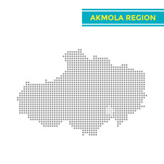 Dotted map of Akmola Region in Kazakhstan