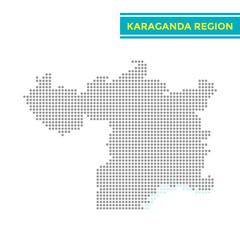 Dotted map of Karaganda Region in Kazakhstan