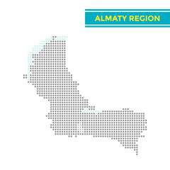 Dotted map of Almaty Region in Kazakhstan
