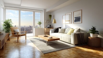 Sunny city apartment living room