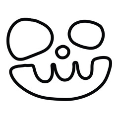 Halloween Pumpkin Funny Faces Outline, Scary Jack O Lantern Vector Editable