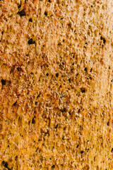 This is a textured surface made from a natural material that features rusty brown tones combined with intricate organic patterns, showcasing an artful blend of earthy colors that reflect raw beauty