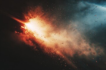 Obraz premium Fiery explosion in dark space