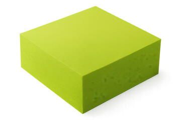 Fototapeta premium Stack of green sticky notes forming a block on a transparent background, ideal for reminders and organization