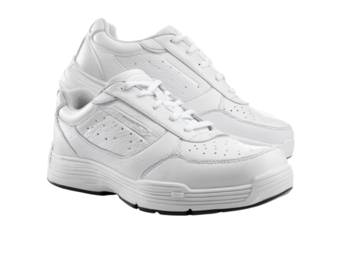 Comfortable white leather sneakers casual walking shoes, Isolated On White Background, Png Transparent