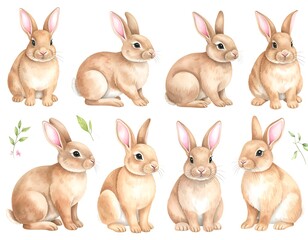 Fototapeta premium Watercolor bunnies in various poses