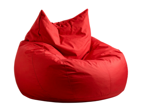 Red Beanbag Chair Front View, isolated on transparent background PNG
