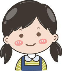 Cute Cartoon Girl Character Illustration in Twintails