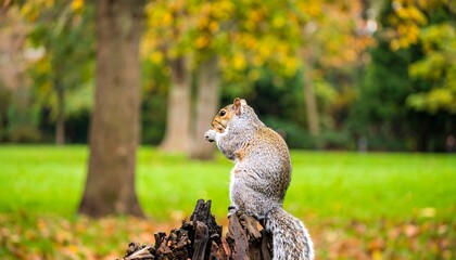 Squirrel in autumn park