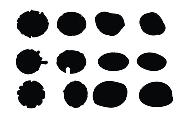 Black ink stain set on white background