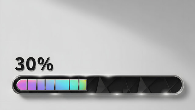 Achieving 30 Percent A Sleek Metallic Progress Bar Illuminating Progress and Digital Development