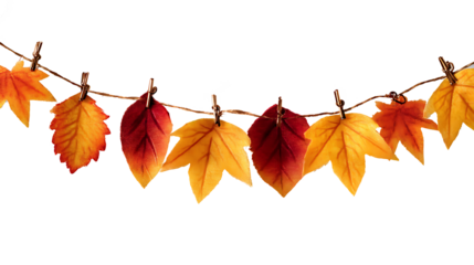 Autumn leaf garland with mini clips for seasonal decoration and fall marketing visuals