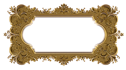Elegant golden ornate frame isolated on white background