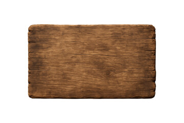 Wooden hanging signboard with natural grain texture and rope, isolated on white background, perfect for rustic decoration, shop signage, or customizable message display