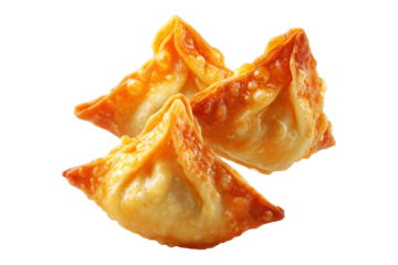 Australia dim sum deep fried dumpling topped with sesame, isolated isolated on white transparent background, concept of Asian cuisine