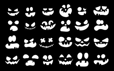 Scary Jack O Lantern, Halloween Pumpkin Faces Cartoon Silhouette collection