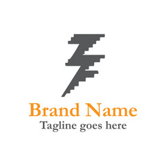 Fototapeta premium Thunderbolt logo with pixel effect. CMYK color mode for print. Editable color. Fully vector file. Easy to download.