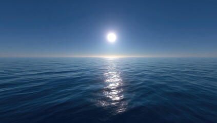 Obraz premium Vast ocean meets bright sun, horizon
