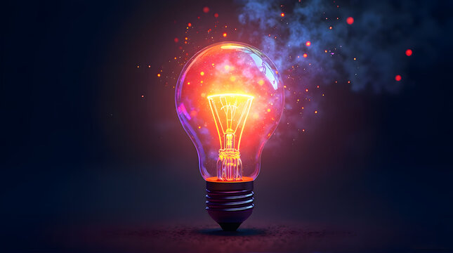  Vibrant Lit Light Bulb on a Dark Background
