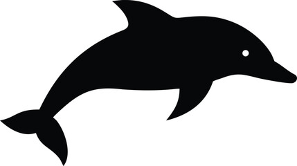 Black leaping dolphin silhouette shows marine life on a clean backdrop
