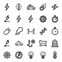 Fototapeta premium Collection of modern icons representing energy, power, and scientific concepts
