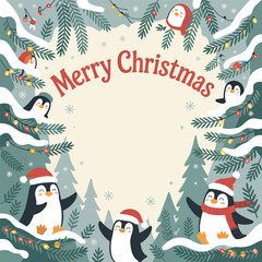 Flat Christmas border vector illustration background