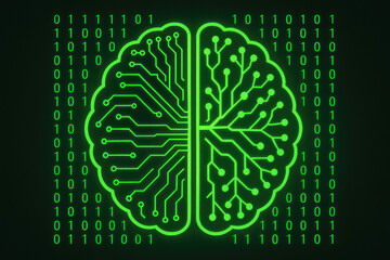 Digital Brain with Binary Code and Circuitry Patterns artificial intelligence technology