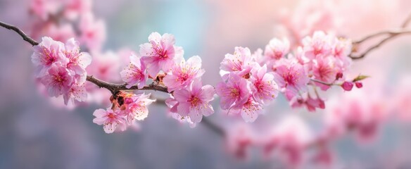 Obraz premium The beautiful cherry blossom branch capturing the essence of spring's tranquility.