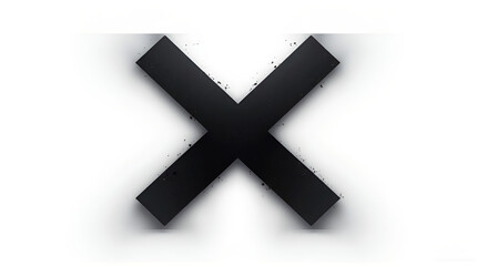 Obraz premium Black X Mark Symbol with Shadow on White Background