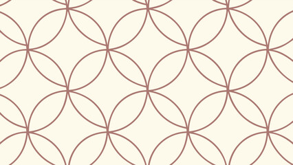 Seamless pattern with rose gold circle on beige background, a decorative design for textile, wallpaper, and surface covering