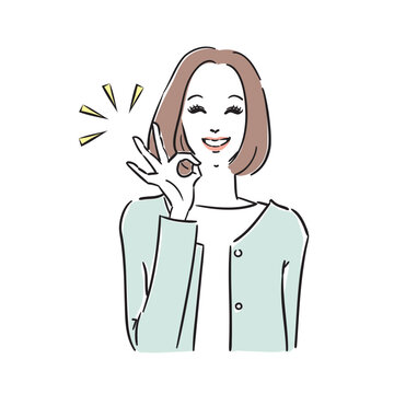 嬉しそうな表情でポーズをとる綺麗な女性
