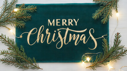 Merry Christmas Celebration Festive Green and Gold Holiday Card Decor