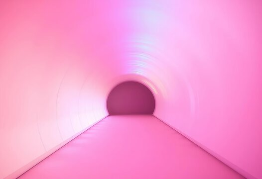 Pastel pink heart tunnel rainbow, monochrome horizontal background, pink, pastel